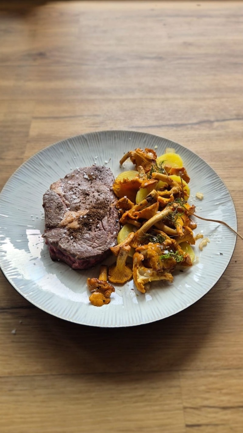 Pfifferlinge mit Rindfleisch