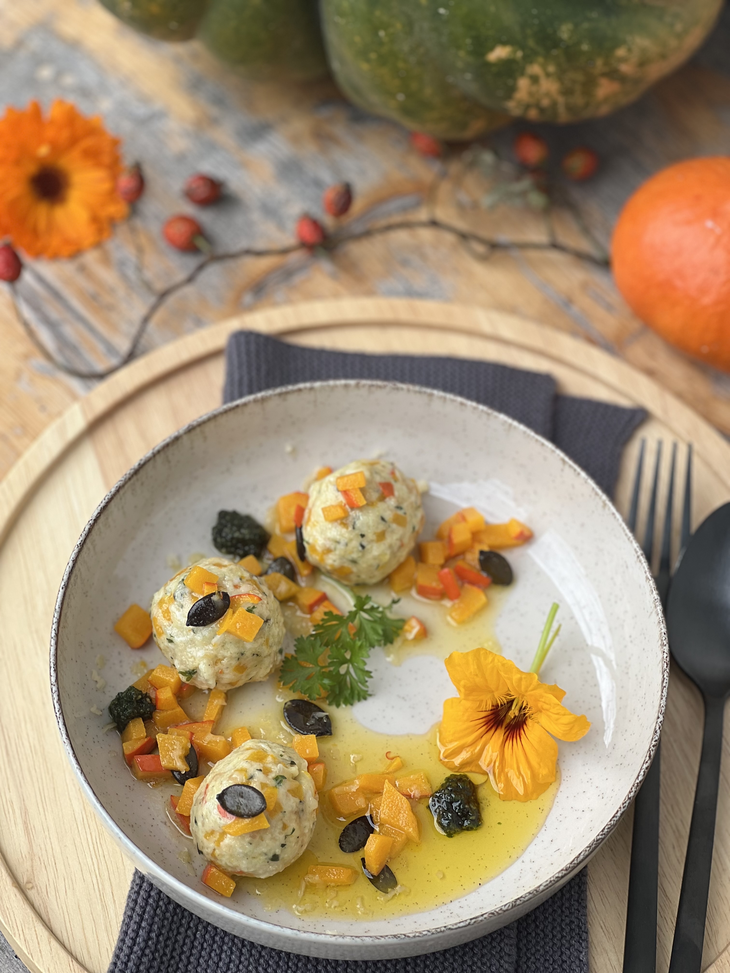 Knödel mit Kürbis