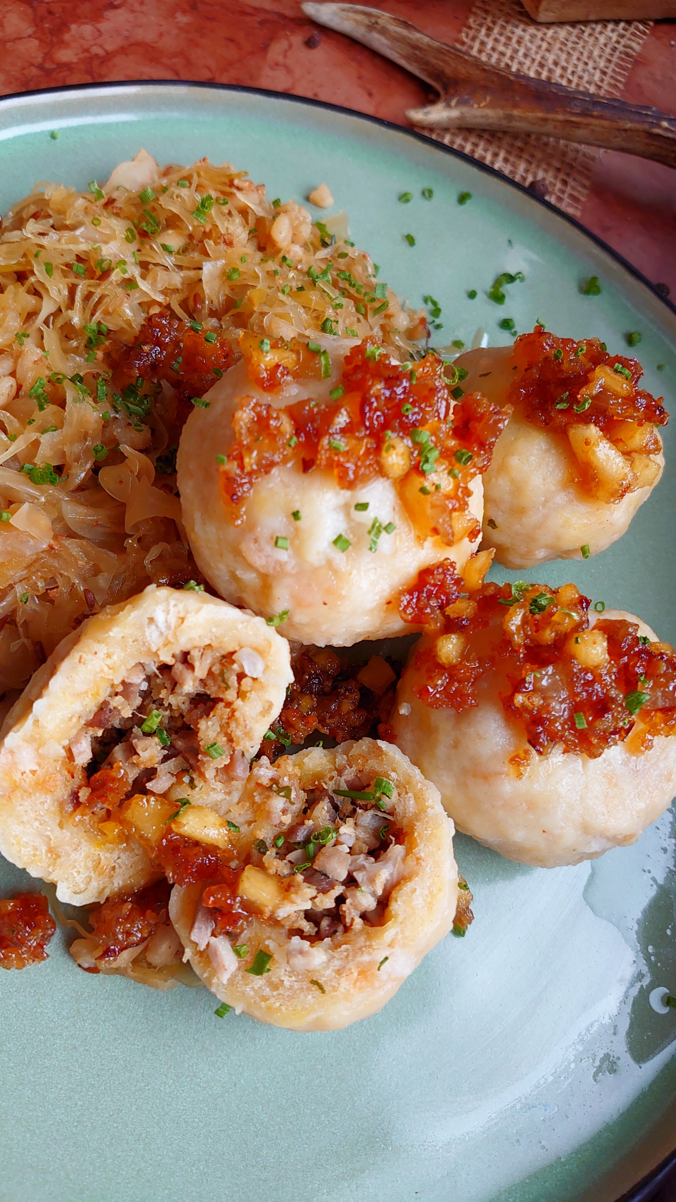 Kartoffelteig Knödel gefüllt